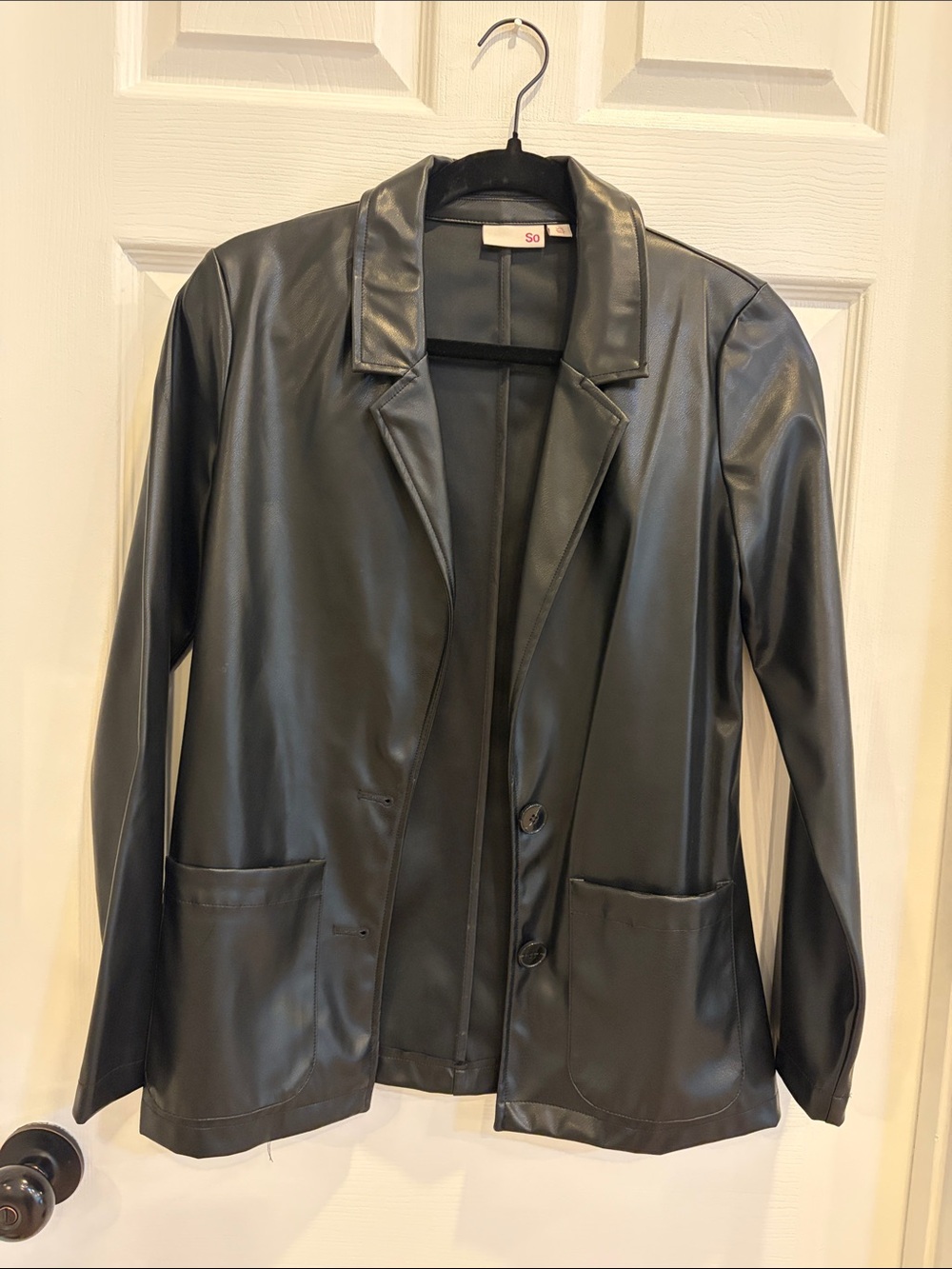 SO Black Faux Leather Blazer Jacket